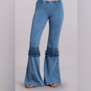 Chatoyant mineral washed tassel bell bottom 1XL